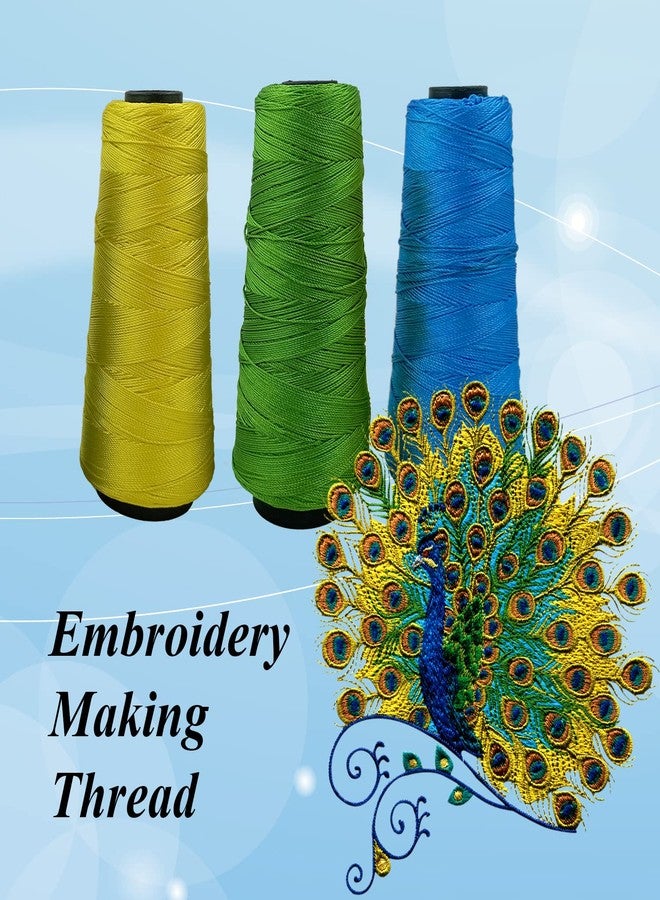 Aakriti Polyester Thread Yarn (3 Cones) - Embroidery, Crochet, Knitting, Jewellery Making Thread [Colors: Parrot Green, Yellowish-Green, Turquoise] - Image 3